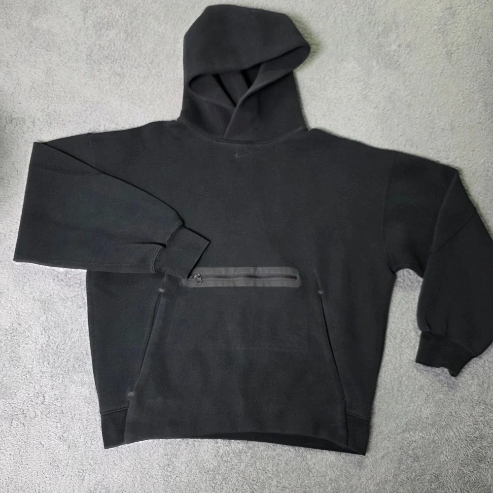 Nike Boys Large Hoodie Black Tech Fleece Zipper Pocket HV1198-010 Big Kids